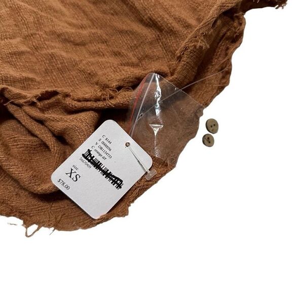 Free People / NWT Batwing Rustic Orange Brown V-neck Button Shirt Fall - Picture 5 of 10
